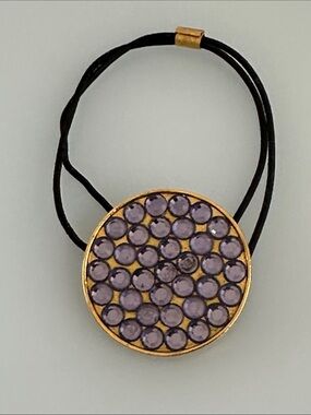 Gold-Tone Bracelet with Purple Crystal Disc Accent
